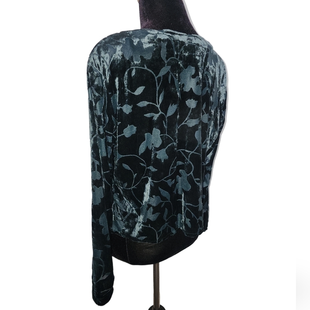 Vintage Rabbit Rabbit Rabbit Velvet Devoré Top Green Whimsygoth Size 14 - Picture 4 of 15